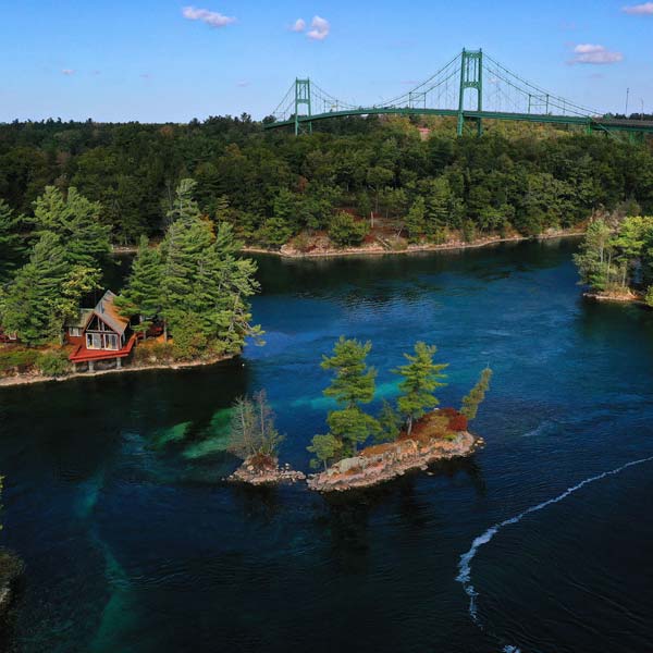 View of Thousand Islands Bridge over 1000 Islands