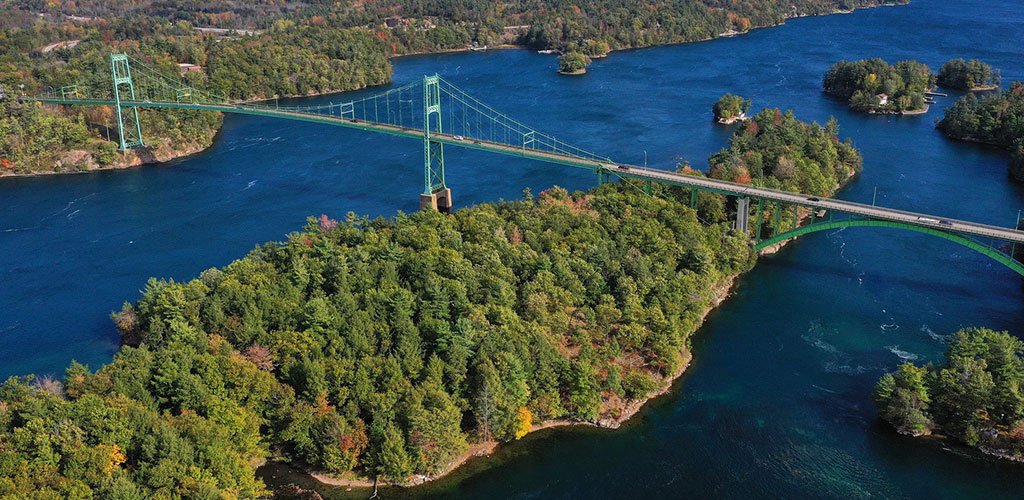 The international bridge crossing the St. Lawrence River.