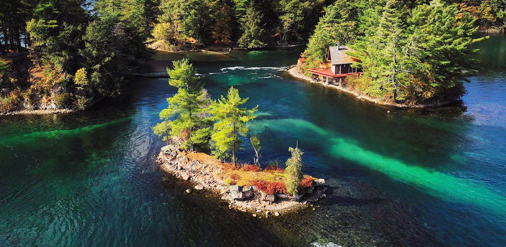 A collection of islands in the 1000 Islands.