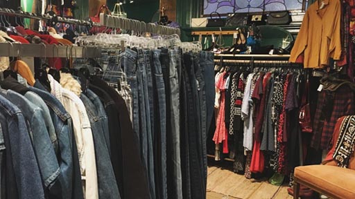 Clothing racks in a store.