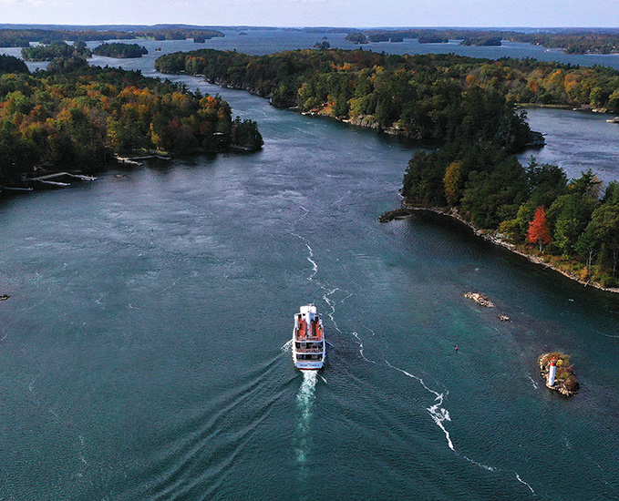 A tour boat in the 1000 Islands