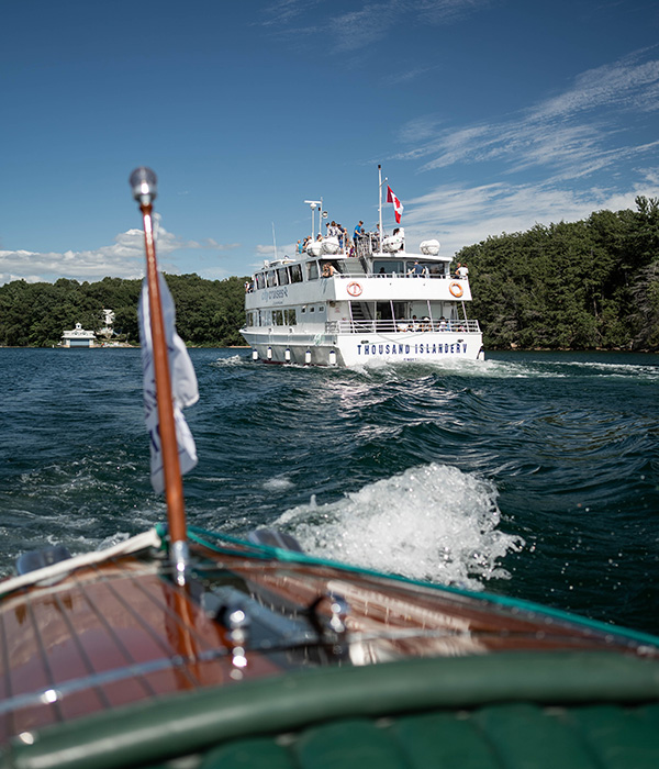 A tour boat in the St. Lawrence River