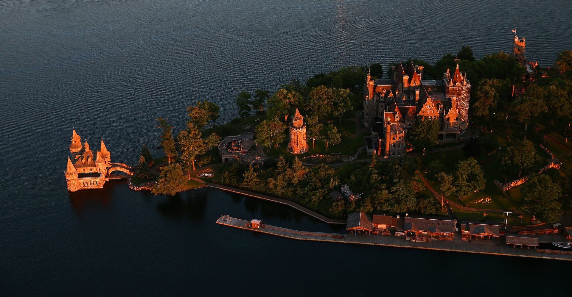 Boldt Castle at sunset.