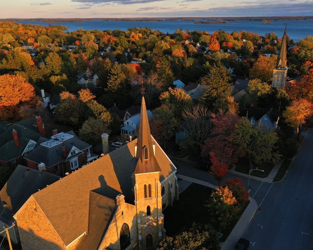 The roof of a cathedral in Gananoque.