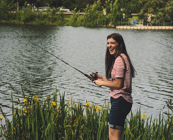 A person fishing