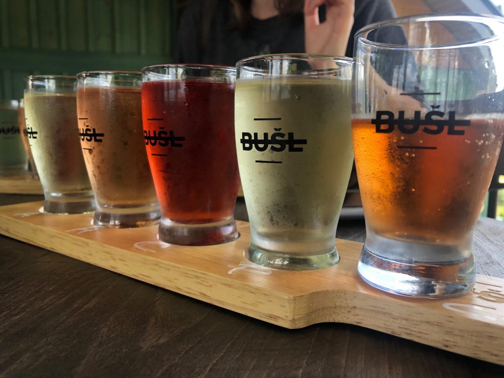 A flight of beers.