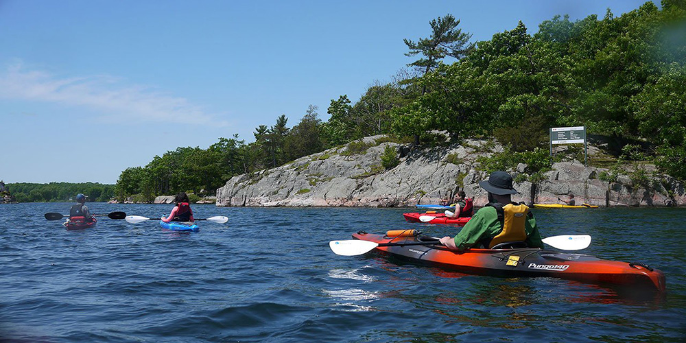 Kayakers in the 1000 Islands.