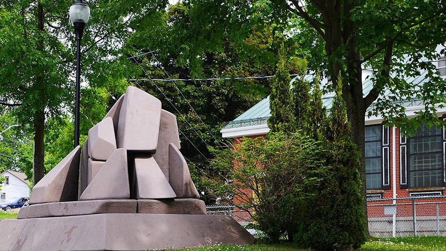 A sculpture in a park.