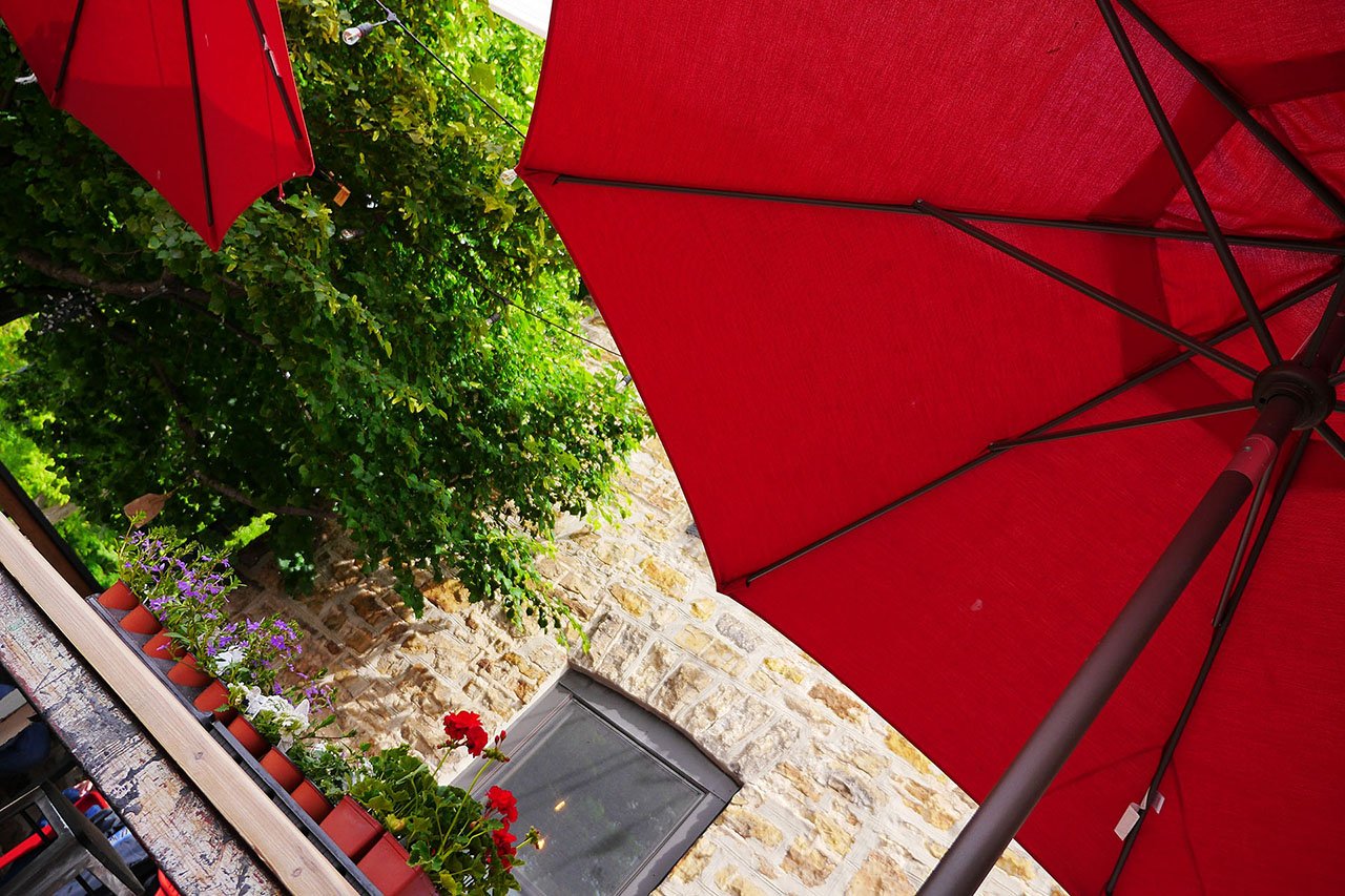 A red umbrella